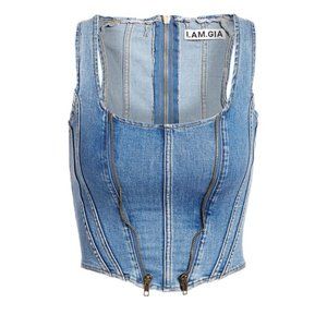 I AM GIA denim coco corset with zippers sz XS